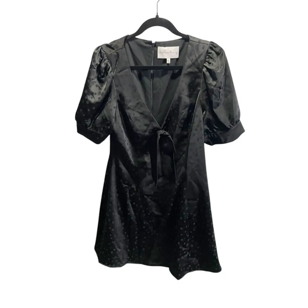 Charles Henry Women's Black Puff Sleeve Polka Dot Dress Size L